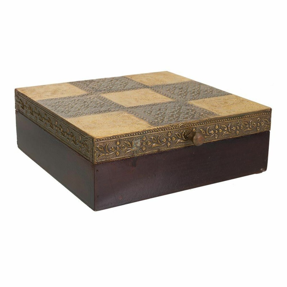 Jewelry box Alexandra House Living Dark brown Brass Mango wood MDF Wood 20 x 7 x 20 cm