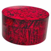 Boîte Décorative Alexandra House Living Noir Rouge Céramique Bois MDF 25 x 13 x 25 cm