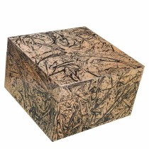 Dekorative Box Alexandra House Living Schwarz Gold aus Keramik Holz MDF 25 x 15 x 25 cm