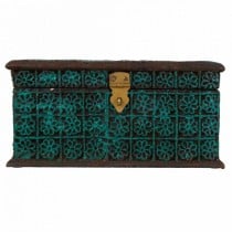 Jewelry box Alexandra House Living Turquoise Paint Mango wood Synthetic resin MDF Wood 19 x 11 x 25 cm