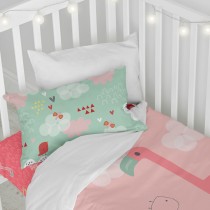 Parure de couette HappyFriday Moshi Moshi Hola Multicouleur Lit de bébé 2 Pièces