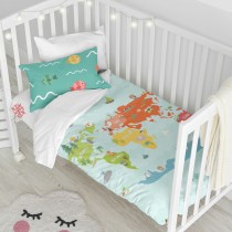 Parure de couette HappyFriday Happynois World Map Multicouleur Lit de bébé 2 Pièces