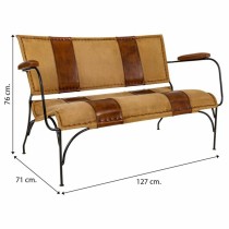 Bench Alexandra House Living Leather Iron Mango wood 71 x 76 x 127 cm