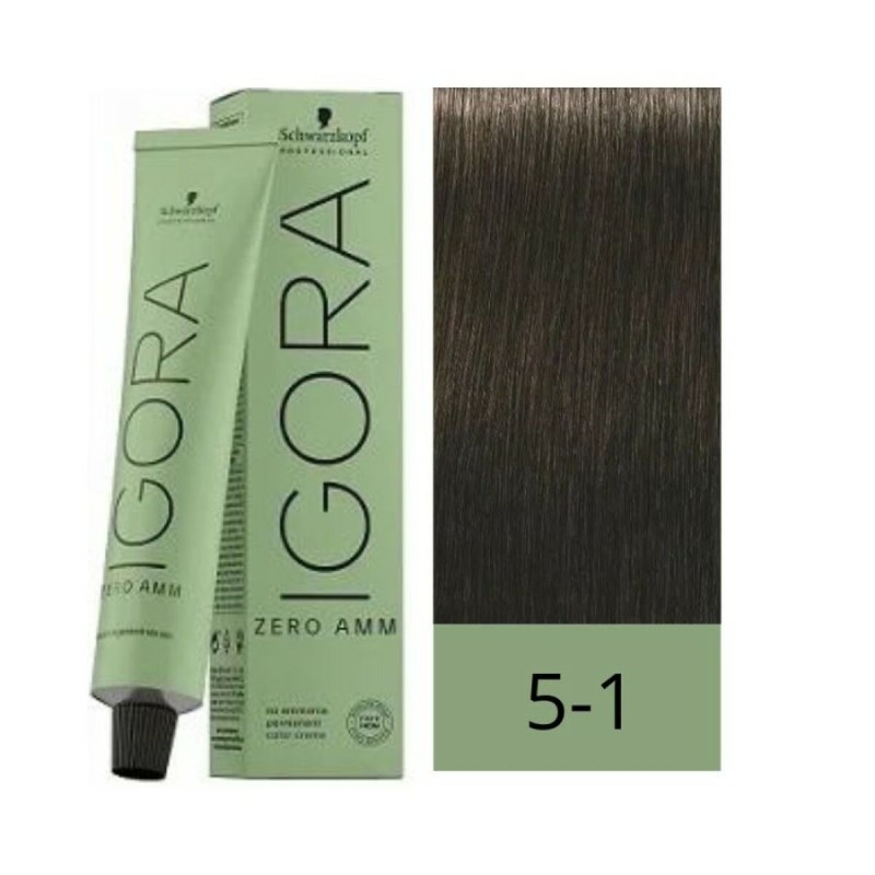 Teinture permanente Schwarzkopf Igora Zero Amm Nº 5-1 Châtain Clair Cendré 60 ml