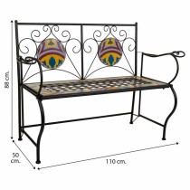 Bank Alexandra House Living Schwarz Eisen Kachel 50 x 88 x 110 cm