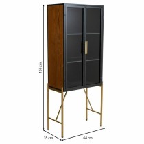 Cupboard Alexandra House Living Brown Glass Fir wood MDF Wood 35 x 155 x 64 cm