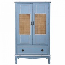 Cupboard Alexandra House Living Blue Rattan Fir wood MDF Wood 42 x 138 x 80 cm