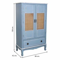 Schrank Alexandra House Living Blau Rattan Tannenholz Holz MDF 42 x 138 x 80 cm