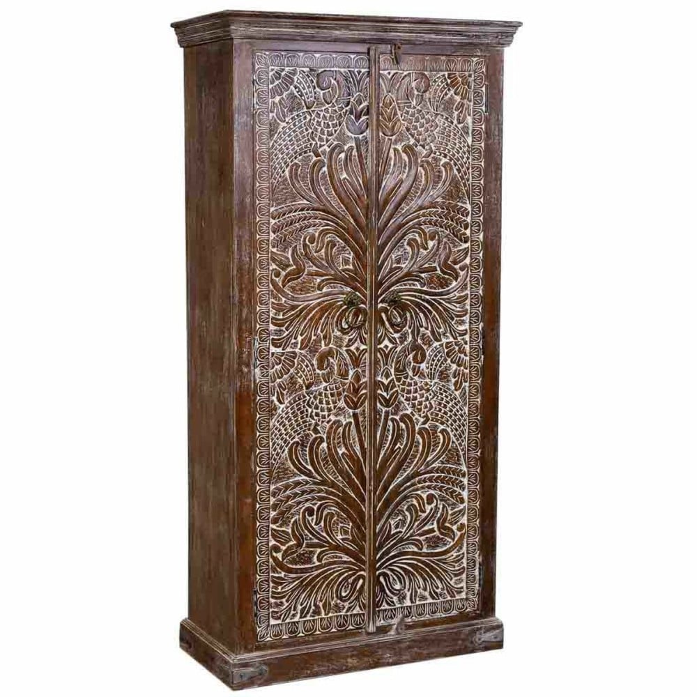 Cupboard Alexandra House Living Dark brown Mango wood 40 x 90 x 180 cm