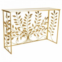 Hall Alexandra House Living Golden Metal Glass MDF Wood 40 x 80 x 120 cm