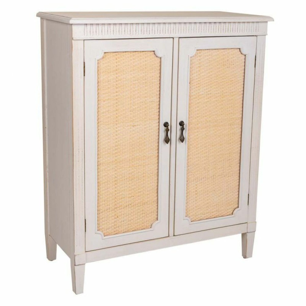 Meuble d'Entrée Alexandra House Living Blanc Rotin Bois d'épicéa Bois MDF 36 x 95 x 78 cm