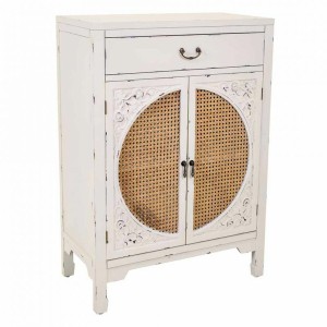 Konsolentisch mit Schubladen Alexandra House Living Weiß Rattan Tannenholz Holz MDF 36 x 100 x 70 cm