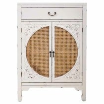 Konsolentisch mit Schubladen Alexandra House Living Weiß Rattan Tannenholz Holz MDF 36 x 100 x 70 cm