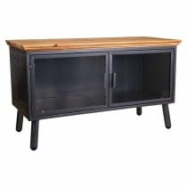 Beistellmöbel Alexandra House Living Braun Schwarz Grau Glas Eisen Tannenholz 42 x 55 x 94 cm