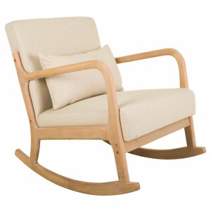 Chaise à bascule Alexandra House Living Crème Caoutchouc Coton Lin Bois 88 x 78 x 66 cm