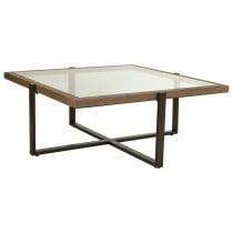 Centre Table Alexandra House Living Brown Iron Fir wood Tempered glass 99 x 40 x 99 cm