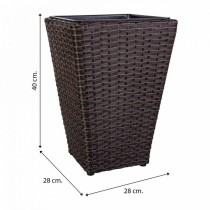 Planter Alexandra House Living Brown Iron Rattan Plastic 28 x 40 x 28 cm