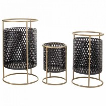 Set of Planters Alexandra House Living Black Metal Iron 27 x 74 x 27 cm 3 Pieces