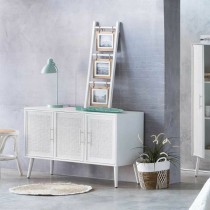 Sideboard Alexandra House Living White Silver Bamboo MDF Wood 41 x 71 x 120 cm