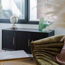 Sideboard Alexandra House Living Black Golden MDF Wood