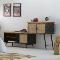 Sideboard Alexandra House Living Brown Black Grey Iron Rattan Fir wood 42 x 90 x 202 cm