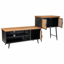 Buffet Alexandra House Living Marron Noir Gris Fer Rotin Bois d'épicéa 42 x 90 x 202 cm