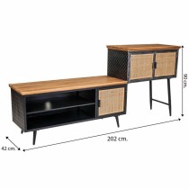 Buffet Alexandra House Living Marron Noir Gris Fer Rotin Bois d'épicéa 42 x 90 x 202 cm