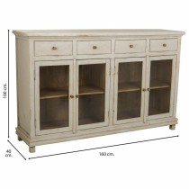 Sideboard Alexandra House Living White Wood Glass 40 x 100 x 160 cm