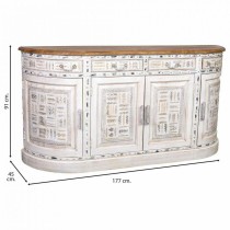 Sideboard Alexandra House Living White Brown Brass Mango wood 45 x 177 x 91 cm