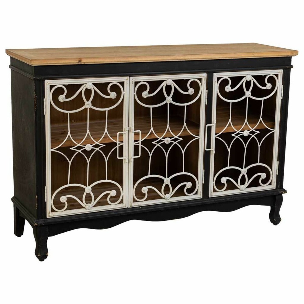 Buffet Alexandra House Living Noir verre Bois d'épicéa Bois MDF 36 x 80 x 120 cm