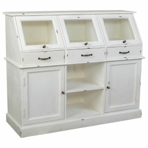 Sideboard Alexandra House Living White Glass Mango wood 45 x 106 x 125 cm