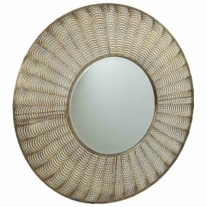 Wall mirror Alexandra House Living Gold Glass Iron 5 x 80 x 80 cm