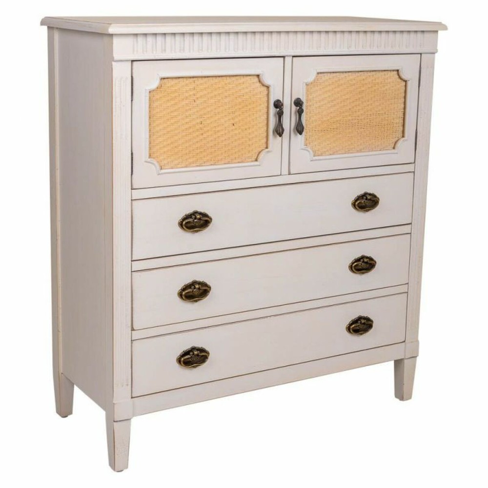 Commode Alexandra House Living Blanc Rotin Bois d'épicéa Bois MDF 36 x 90 x 82 cm