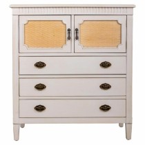 Commode Alexandra House Living Blanc Rotin Bois d'épicéa Bois MDF 36 x 90 x 82 cm