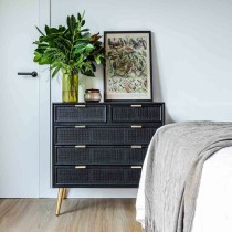 Kommode Alexandra House Living Schwarz Gold Holz MDF