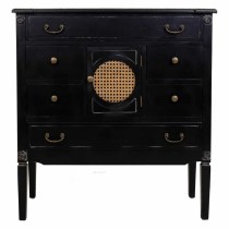 Chest of drawers Alexandra House Living Black Rattan Fir wood MDF Wood 38 x 90 x 85 cm