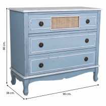 Commode Alexandra House Living Bleu Rotin Bois d'épicéa Bois MDF 38 x 80 x 90 cm