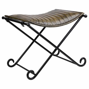 Hocker Alexandra House Living grün Leder Metall Eisen 45 x 45 x 52 cm