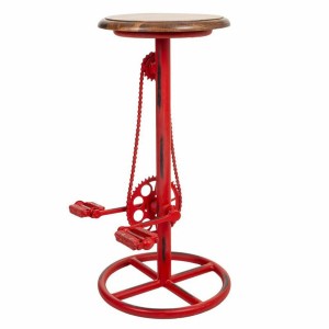 Stool Alexandra House Living Red Wood Iron 40 x 73 x 40 cm Pedals