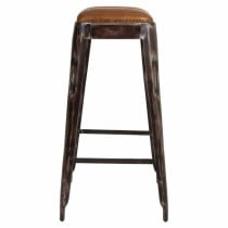 Stool Alexandra House Living Brown Black Leather Iron 40 x 75 x 40 cm