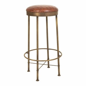 Tabouret Alexandra House Living Marron Cuir Laiton Fer 41 x 82 x 41 cm