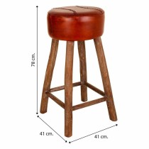 Stool Alexandra House Living Brown Leather Mango wood 78 x 41 x 41 cm