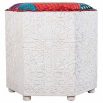 Tabouret Alexandra House Living Blanc Bois de manguier 46 x 41 x 46 cm