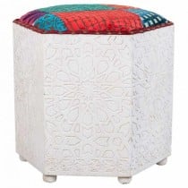 Tabouret Alexandra House Living Blanc Bois de manguier 46 x 41 x 46 cm