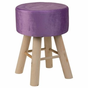 Tabouret Alexandra House Living Pourpre Velours Bambou Pin Éponge Bois MDF 32 x 44 x 32 cm