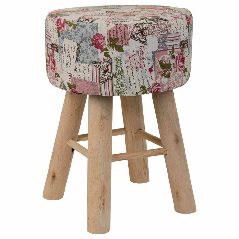 Tabouret Alexandra House Living Rose Bambou Pin Éponge Bois MDF 32 x 44 x 32 cm