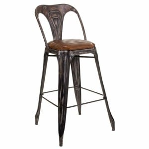 Tabouret Alexandra House Living Marron Noir Cuir Fer 53 x 105 x 49 cm