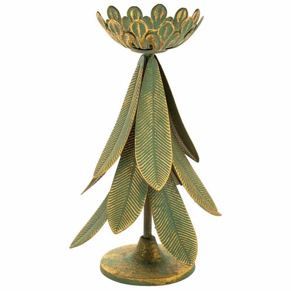 Candle Holder Alexandra House Living Gold Iron 21 x 31 x 21 cm Feathers