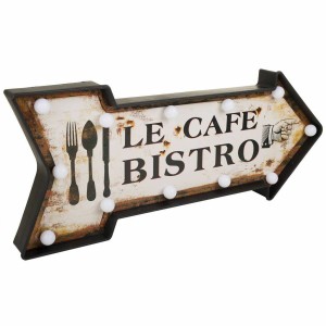 Plaque Murale Alexandra House Living Le Cafe Bistro Blanc Fer 27 x 5 x 65 cm Illumination