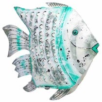 Deko-Figur Alexandra House Living Weiß grün Mango-Holz Fisch 15 x 65 x 80 cm